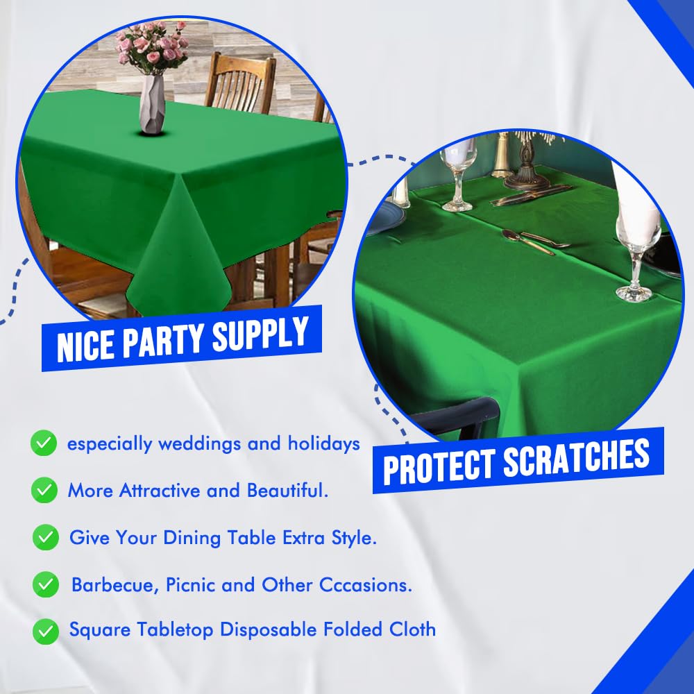 Venuscello® 25 x Green Paper Table Cloth Square Tabletop Disposable Folded Cover to Protect Table for Birthday Party - 90cm x 90cm
