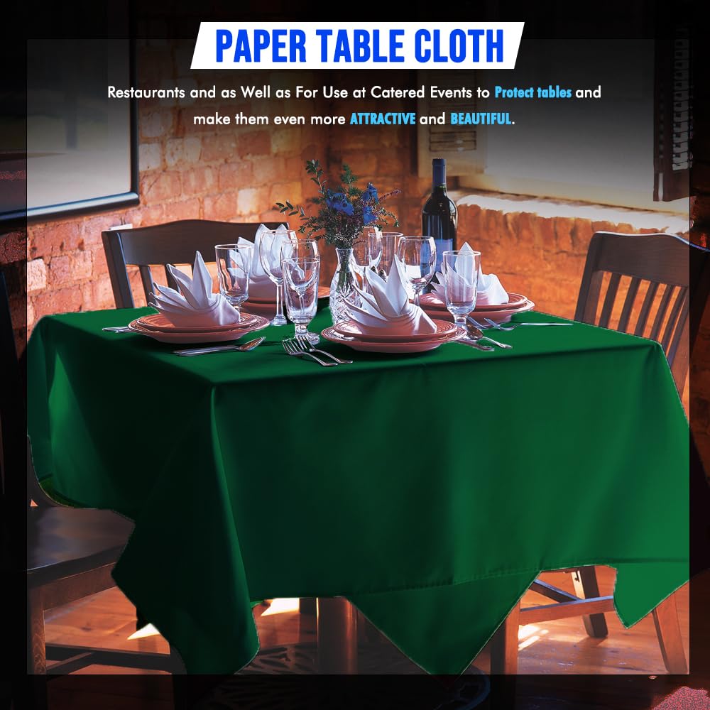 Venuscello® 25 x Green Paper Table Cloth Square Tabletop Disposable Folded Cover to Protect Table for Birthday Party - 90cm x 90cm