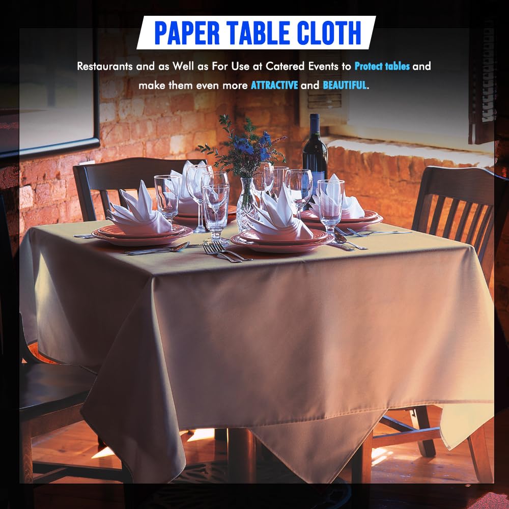 Venuscello® 25 x Cream Paper Table Cloth Square Tabletop Disposable Folded Cover to Protect Table for Birthday Party - 90cm x 90cm