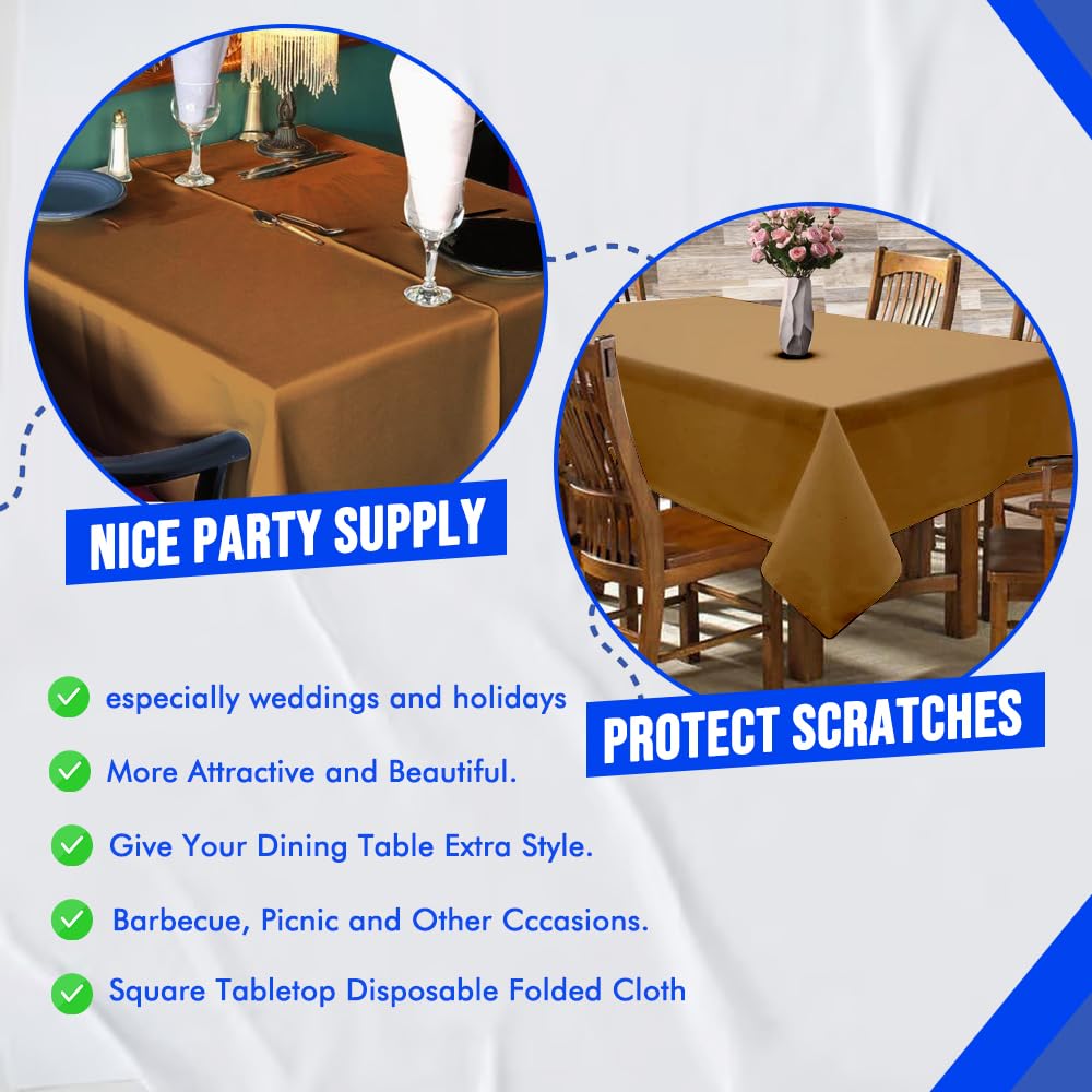 Venuscello® 25 x Gold Paper Table Cloth Square Tabletop Disposable Folded Cover to Protect Table for Birthday Party - 90cm x 90cm