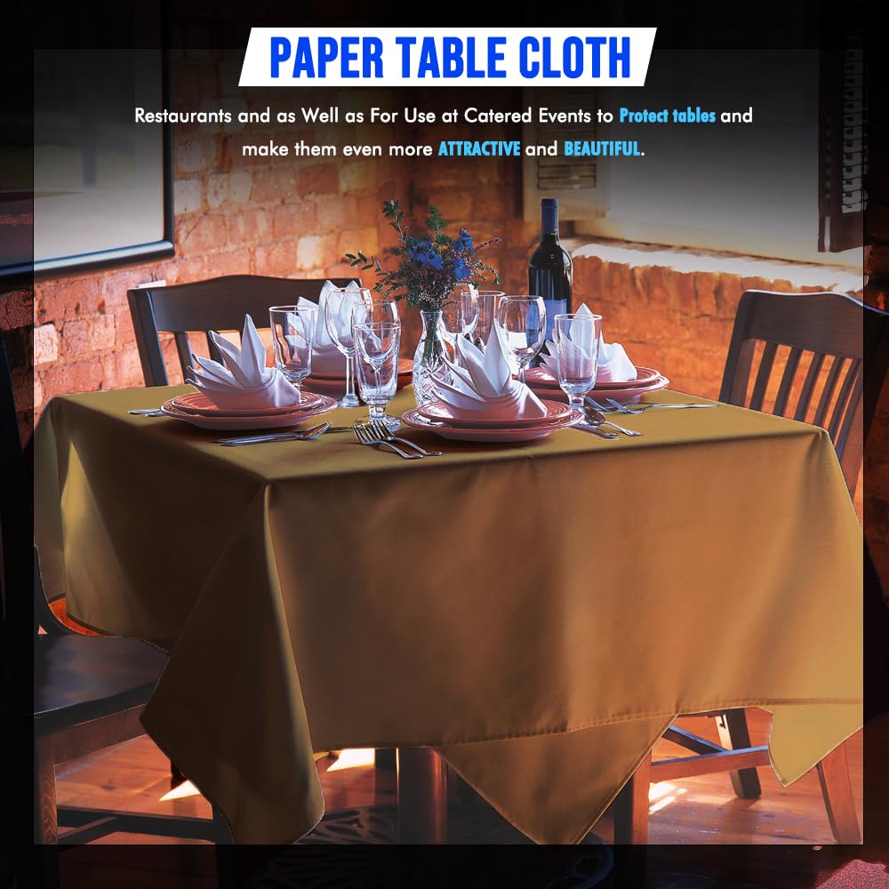 Venuscello® 25 x Gold Paper Table Cloth Square Tabletop Disposable Folded Cover to Protect Table for Birthday Party - 90cm x 90cm