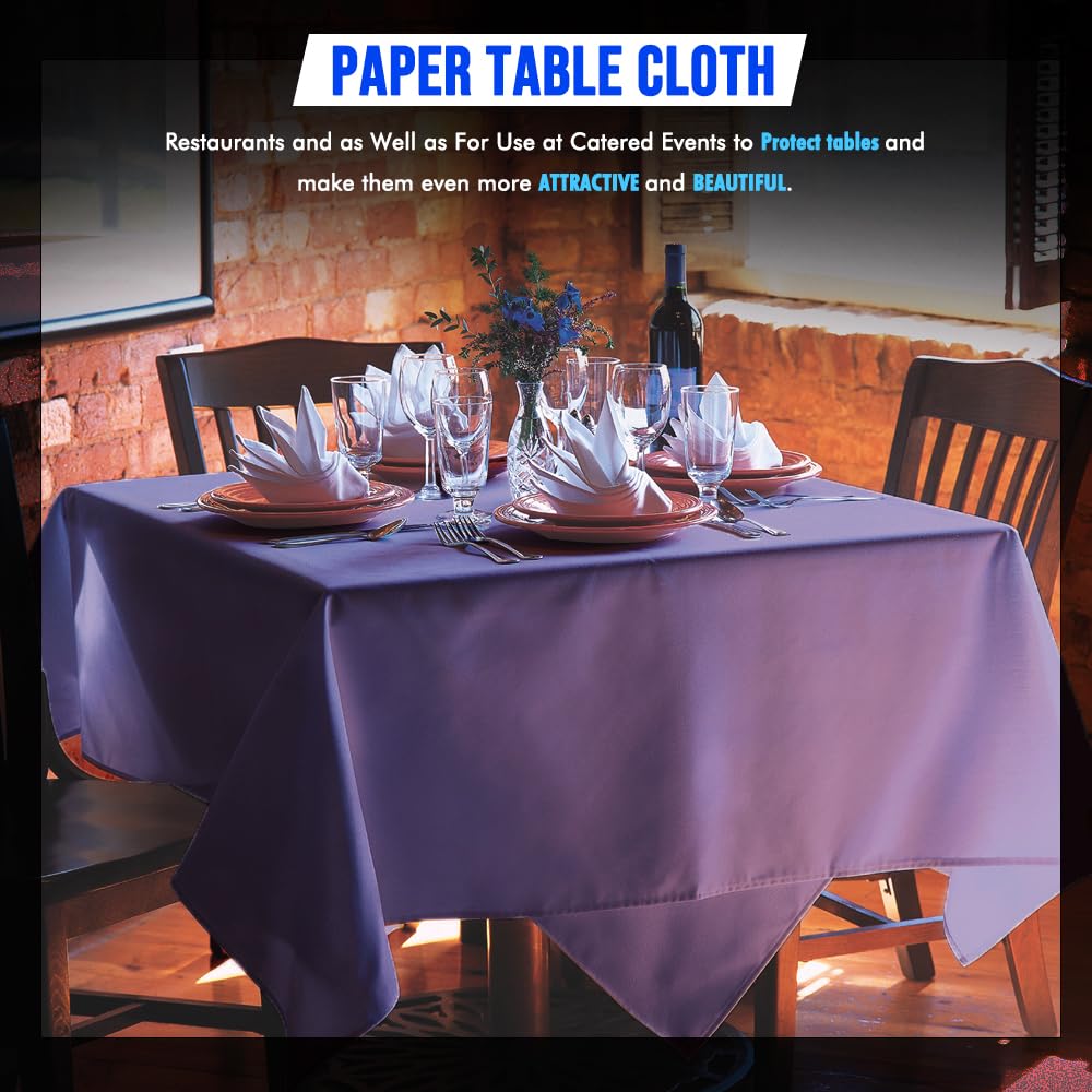Venuscello® 25 x Paper Table Cloth Square Tabletop Disposable Folded Cover to Protect Table for Birthday Party - Lilac (Purple) - 90cm x 90cm