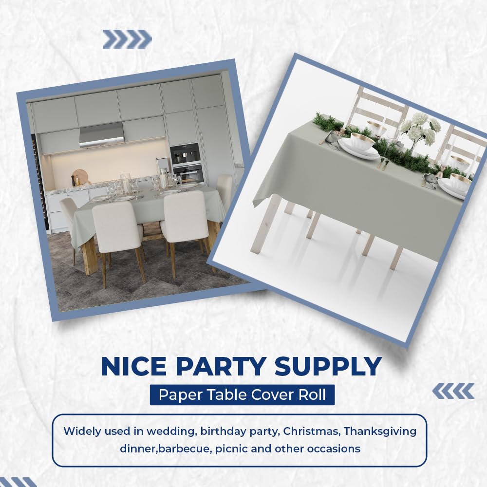 Venuscello® Grey Banquet Roll 25m x 120cm Paper Banqueting Table Cover for Wedding Buffet Dinner Home Large Disposable Table Paper Cloth