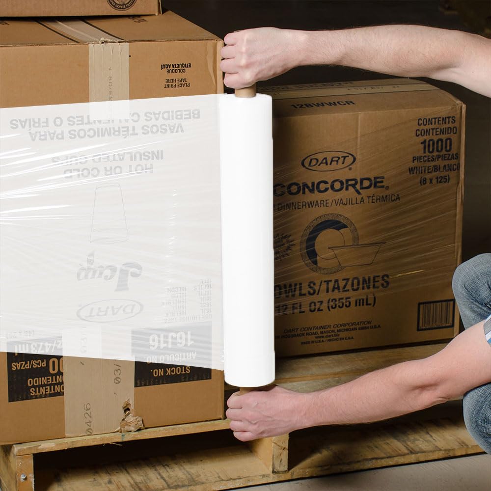 Venuscello® 1 Roll x Pallet Stretch Shrink Wrap Extended Core 400mm x 20mu White Opaque Roll Cling Wrapping Film Wrapping for Moving House, Furniture & Industrial Uses