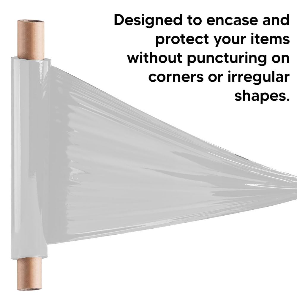 Venuscello® 1 Roll x Pallet Stretch Shrink Wrap Extended Core 400mm x 20mu White Opaque Roll Cling Wrapping Film Wrapping for Moving House, Furniture & Industrial Uses