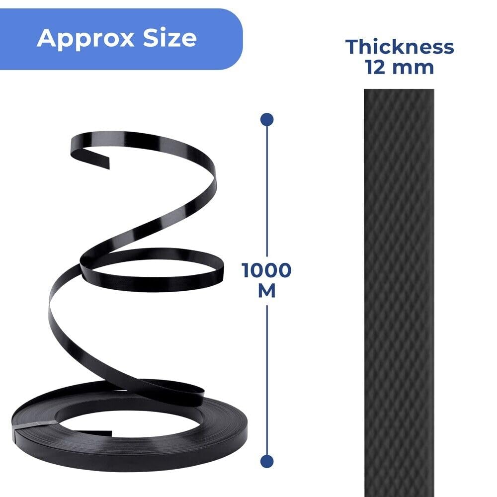 Venuscello® Black Pallet Strapping Banding Coil Kit Heavy Duty 1000m x 12mm