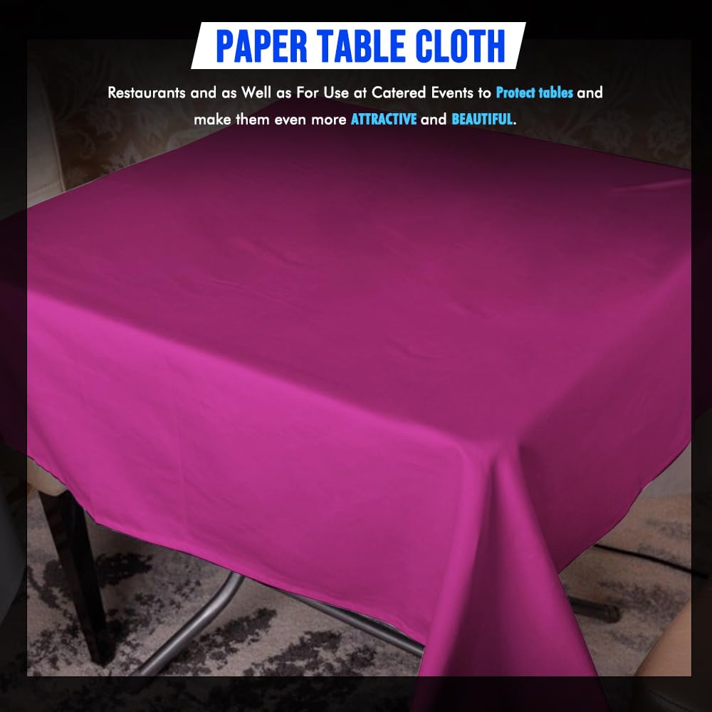 Venuscello® 25 x Pink Paper Table Cloth Square Tabletop Disposable Folded Cover to Protect Table for Birthday Party - 90cm x 90cm