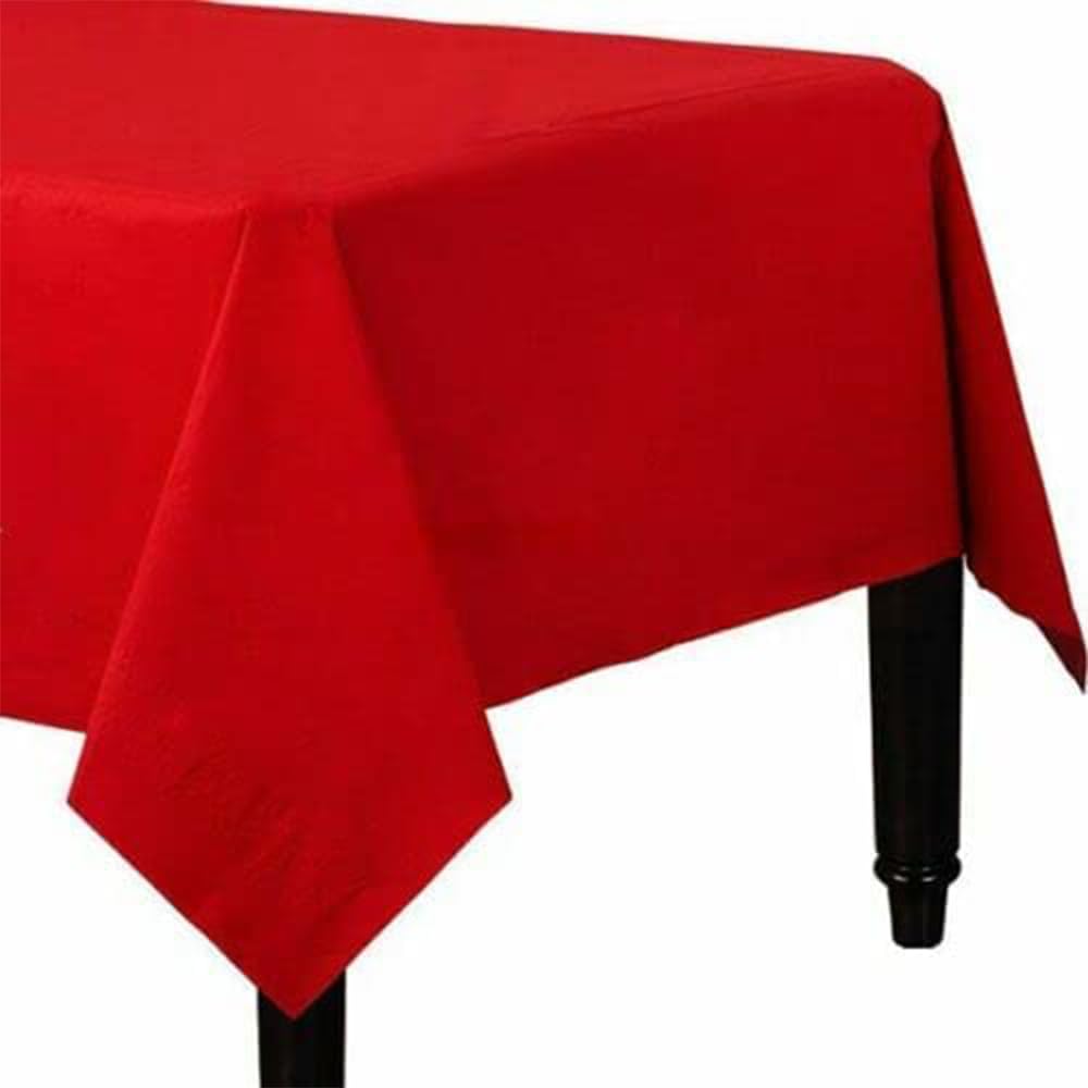 Venuscello® 25 x Red Paper Table Cloth Square Tabletop Disposable Folded Cover to Protect Table for Birthday Party - 90cm x 90cm