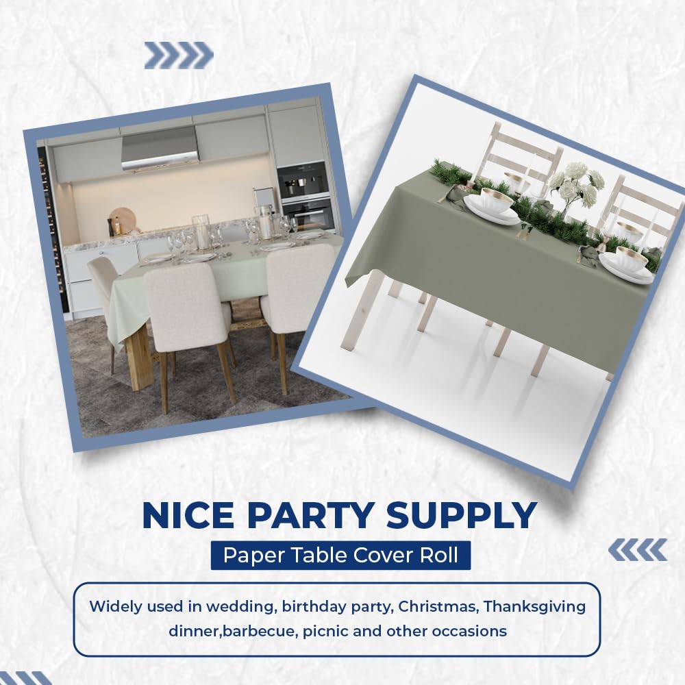 Venuscello® Silver Banquet Roll 8m x 120cm Paper Banqueting Table Cover for Wedding Buffet Dinner Home Large Disposable Table Paper Cloth