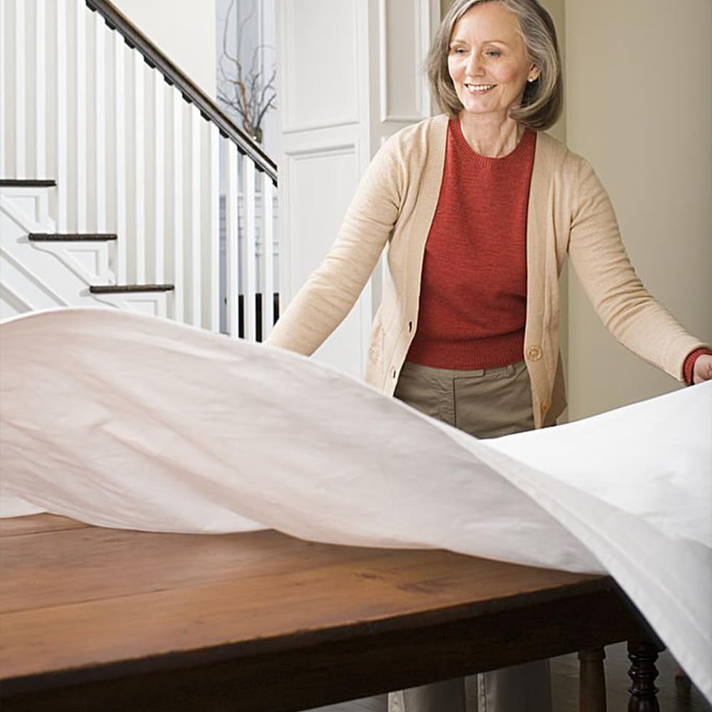 Venuscello® 25 x White Paper Table Cloth Square Tabletop Disposable Folded Cover to Protect Table for Birthday Party - 90cm x 90cm