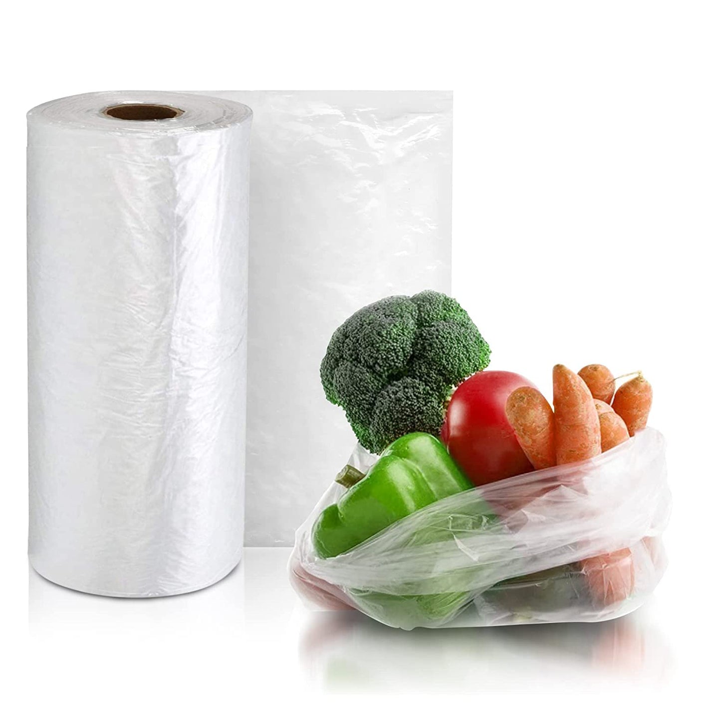 Venuscello® 1000 xBags on Roll Clear Polythene 9" x 14" Hd Counter Transparent Sacks for Fruits and Vegetables - 4 Rolls
