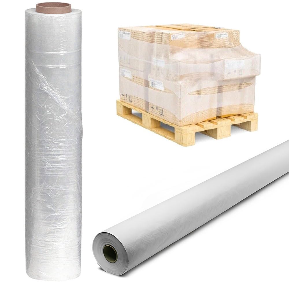 Venuscello® White Banquet Roll with Pallet Wrap Clear 400mm x 750G Table Banqueting Paper Cloth Cover for Wedding Buffet Dinner Home Large Disposable Table Protector - 25M x 1.14M