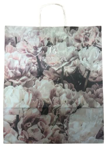 Venuscello® 100 x Misprinted Paper Carrier Bags with Sturdy Handle Floral Boutique Design for Fashion Designer to Shopping, Jewellery & Cloths