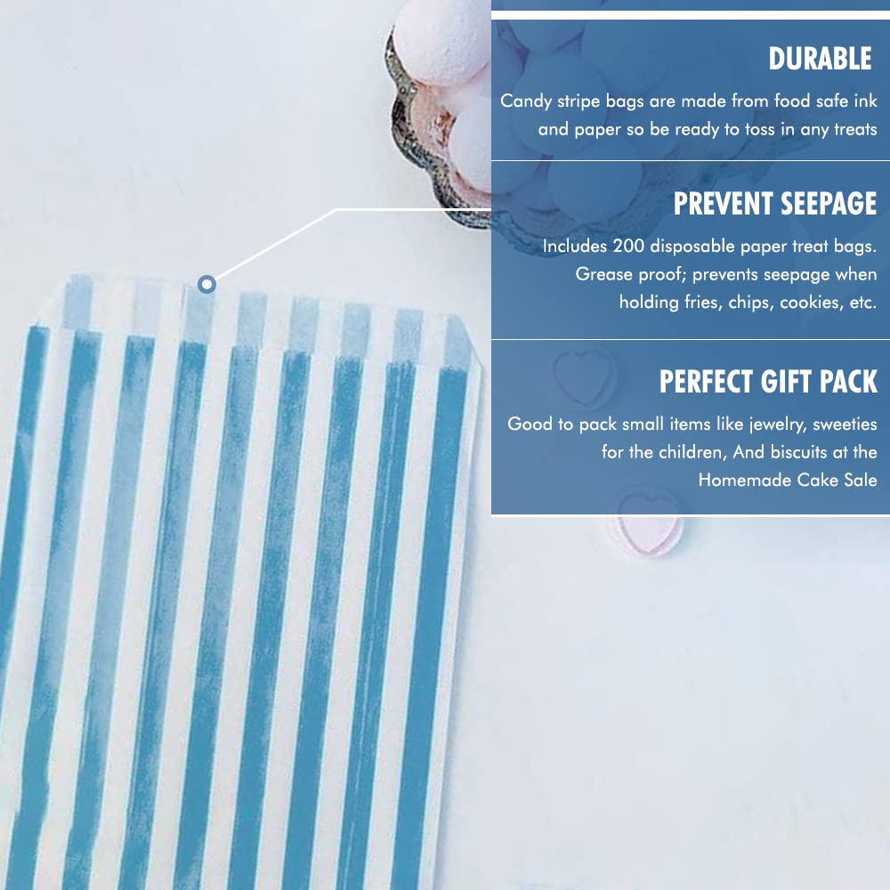 Venuscello® Candy Stripe Paper Bags 5" X 7" - (Pack of 100)