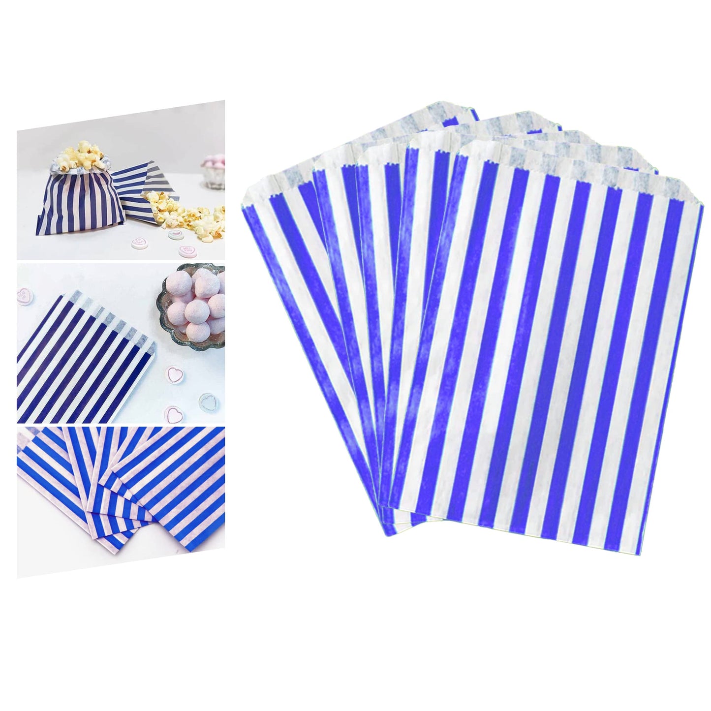 Venuscello® Candy Stripe Paper Bags 5" X 7" - (Pack of 100)