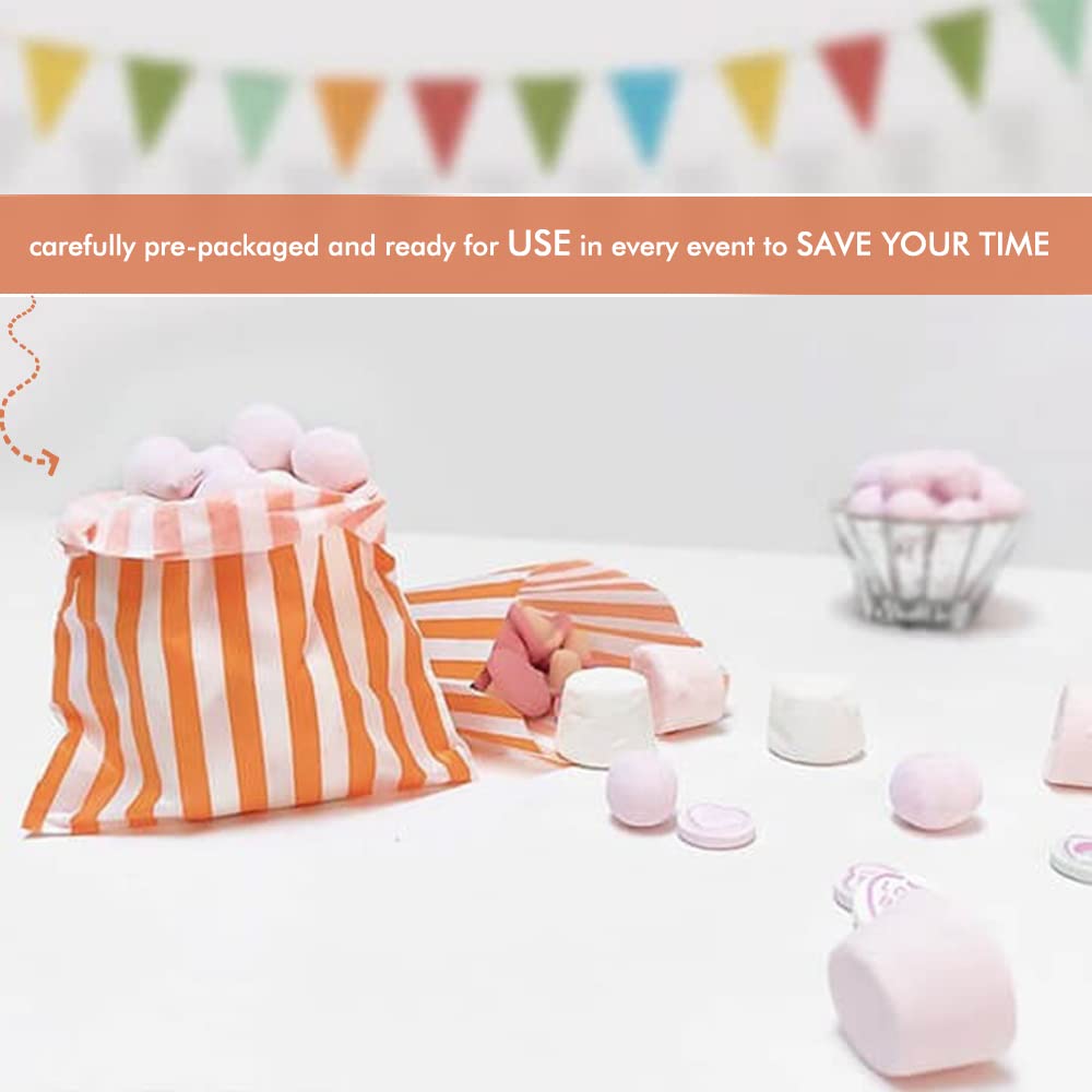 Venuscello® Candy Stripe Paper Bags 5" X 7" - (Pack of 100)