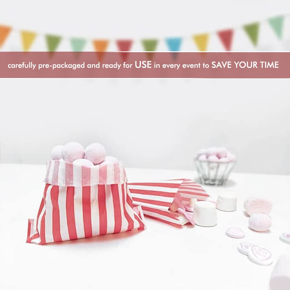 Venuscello® Candy Stripe Paper Bags 5" X 7" - (Pack of 100)
