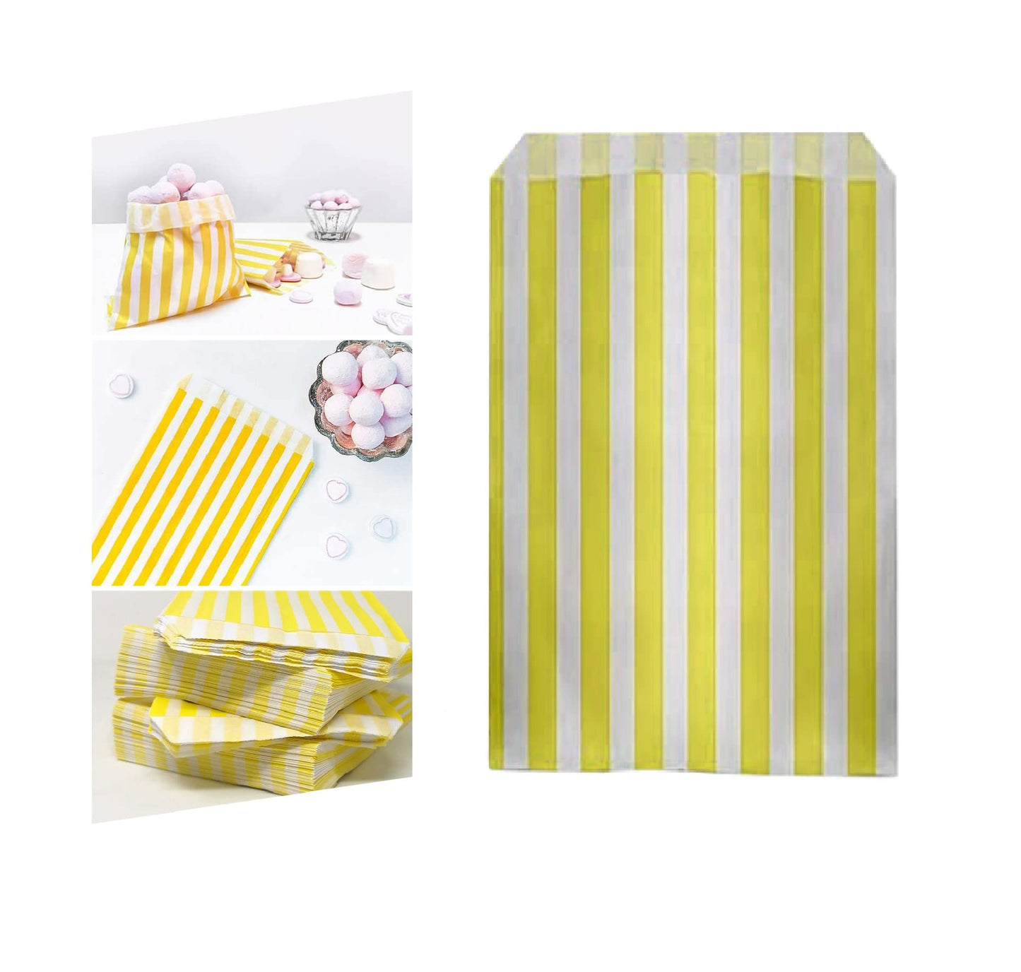 Venuscello® Candy Stripe Paper Bags 5" X 7" - (Pack of 100)