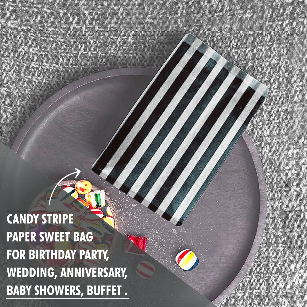 Venuscello® Candy Stripe Paper Bags 5" X 7" - (Pack of 100)