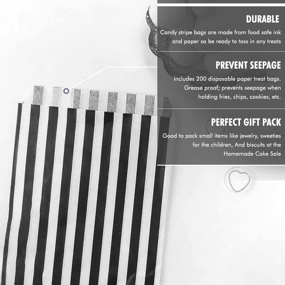 Venuscello® Candy Stripe Paper Bags 5" X 7" - (Pack of 100)