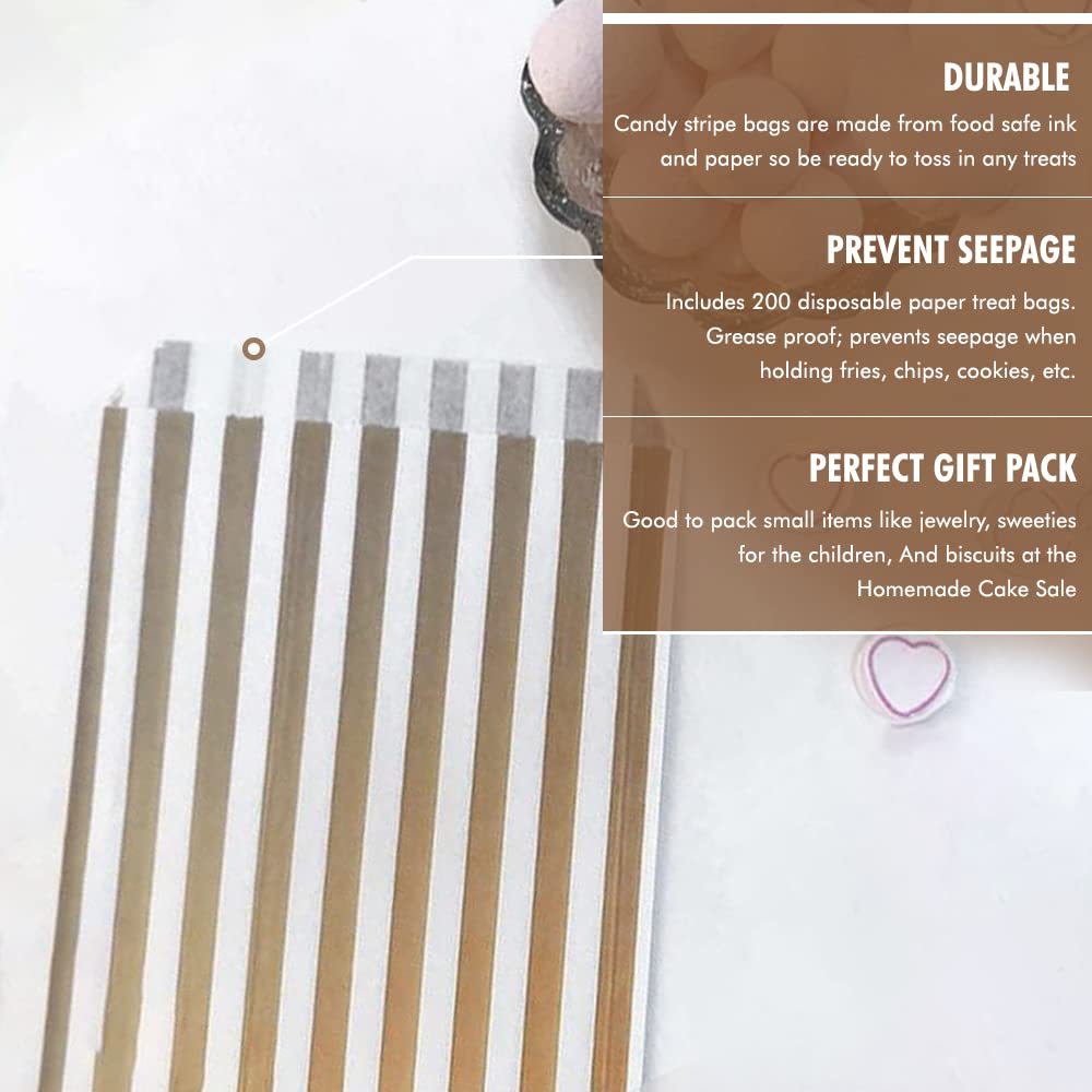 Venuscello® Candy Stripe Paper Bags 5" X 7" - (Pack of 100)