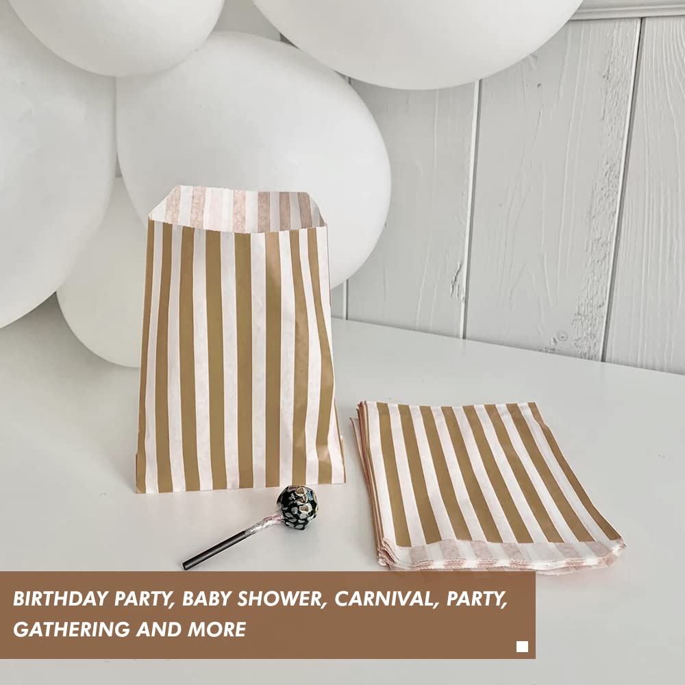 Venuscello® Candy Stripe Paper Bags 5" X 7" - (Pack of 100)