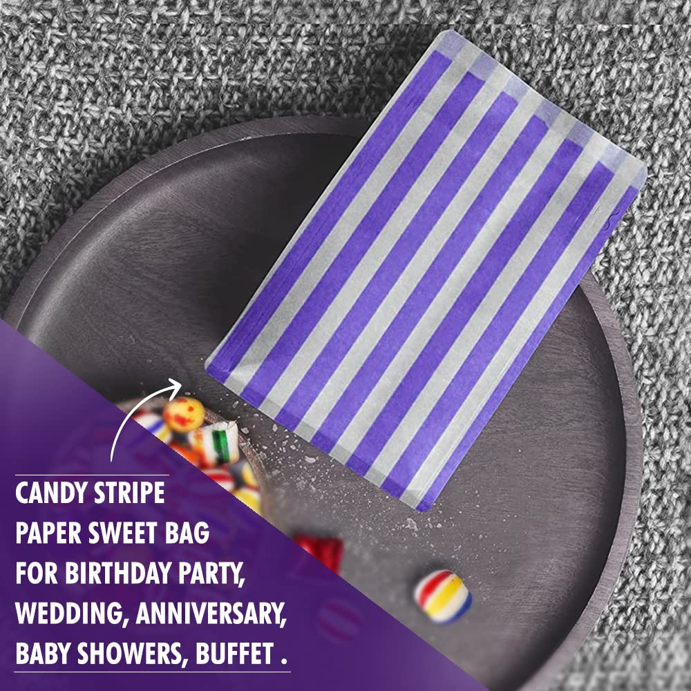 Venuscello® Candy Stripe Paper Bags 5" X 7" - (Pack of 100)
