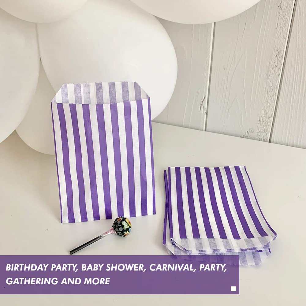 Venuscello® Candy Stripe Paper Bags 5" X 7" - (Pack of 100)