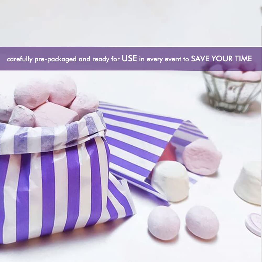 Venuscello® Candy Stripe Paper Bags 5" X 7" - (Pack of 100)