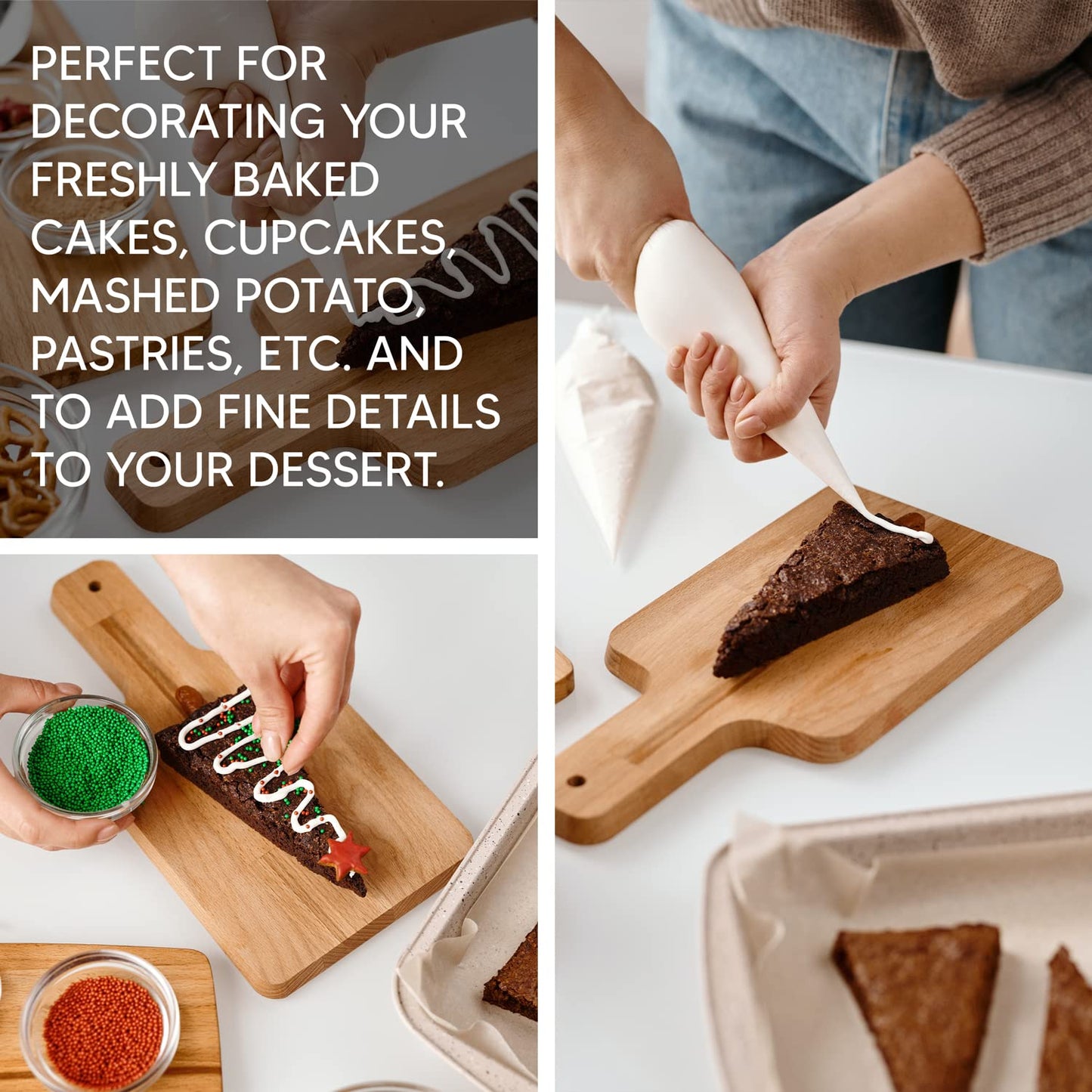 Venuscello® Icing Piping Savoy Disposable Clear Mash Non Sticky Thick 21" Bags for Decorating Cookies, Cake, Pastry Ideal for Baking Easy to Grip and Comfortable