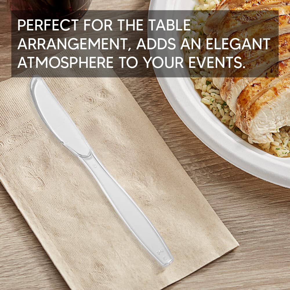 Venuscello® 50 x Plastic Cutlery Set - Spoon/Fork/Knife - Reusable & Washable, Heavy Duty Cutlery, Long Tablespoon - Ideal for Birthday, Parties, Camping & Catering