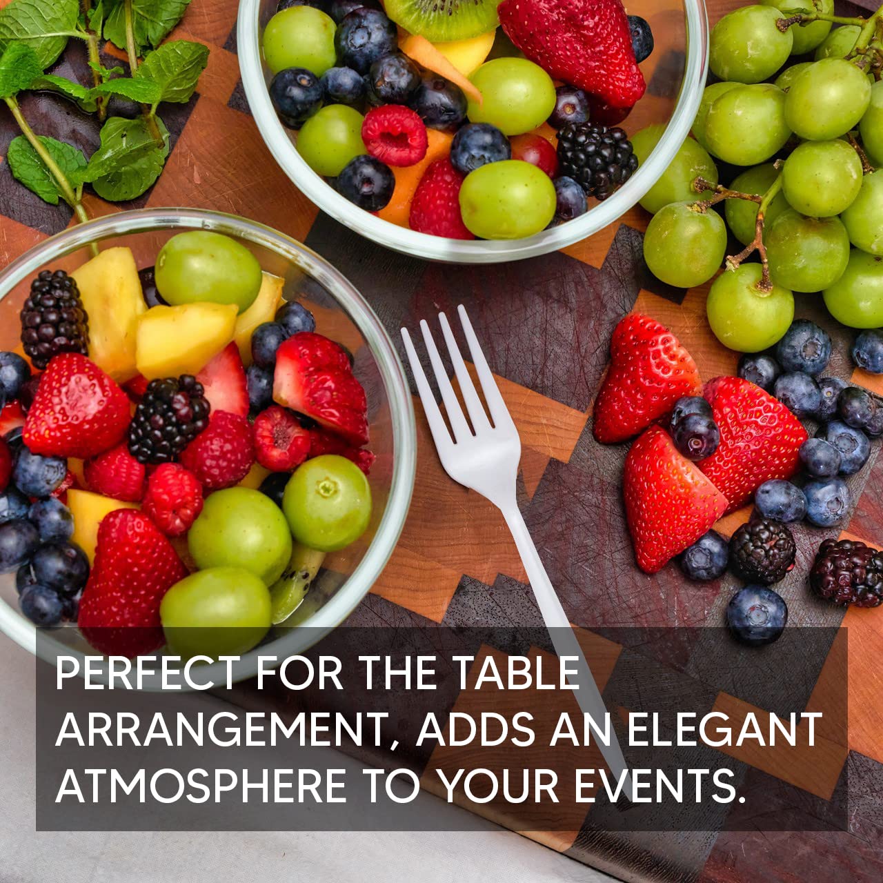 Venuscello® 50 x Plastic Cutlery Set - Spoon/Fork/Knife - Reusable & Washable, Heavy Duty Cutlery, Long Tablespoon - Ideal for Birthday, Parties, Camping & Catering