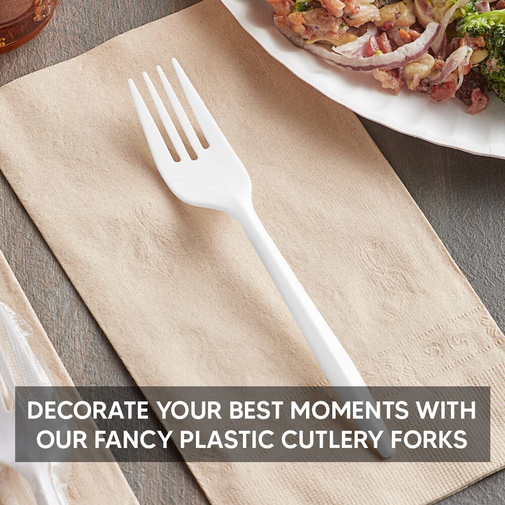 Venuscello® 50 x Plastic Cutlery Set - Spoon/Fork/Knife - Reusable & Washable, Heavy Duty Cutlery, Long Tablespoon - Ideal for Birthday, Parties, Camping & Catering