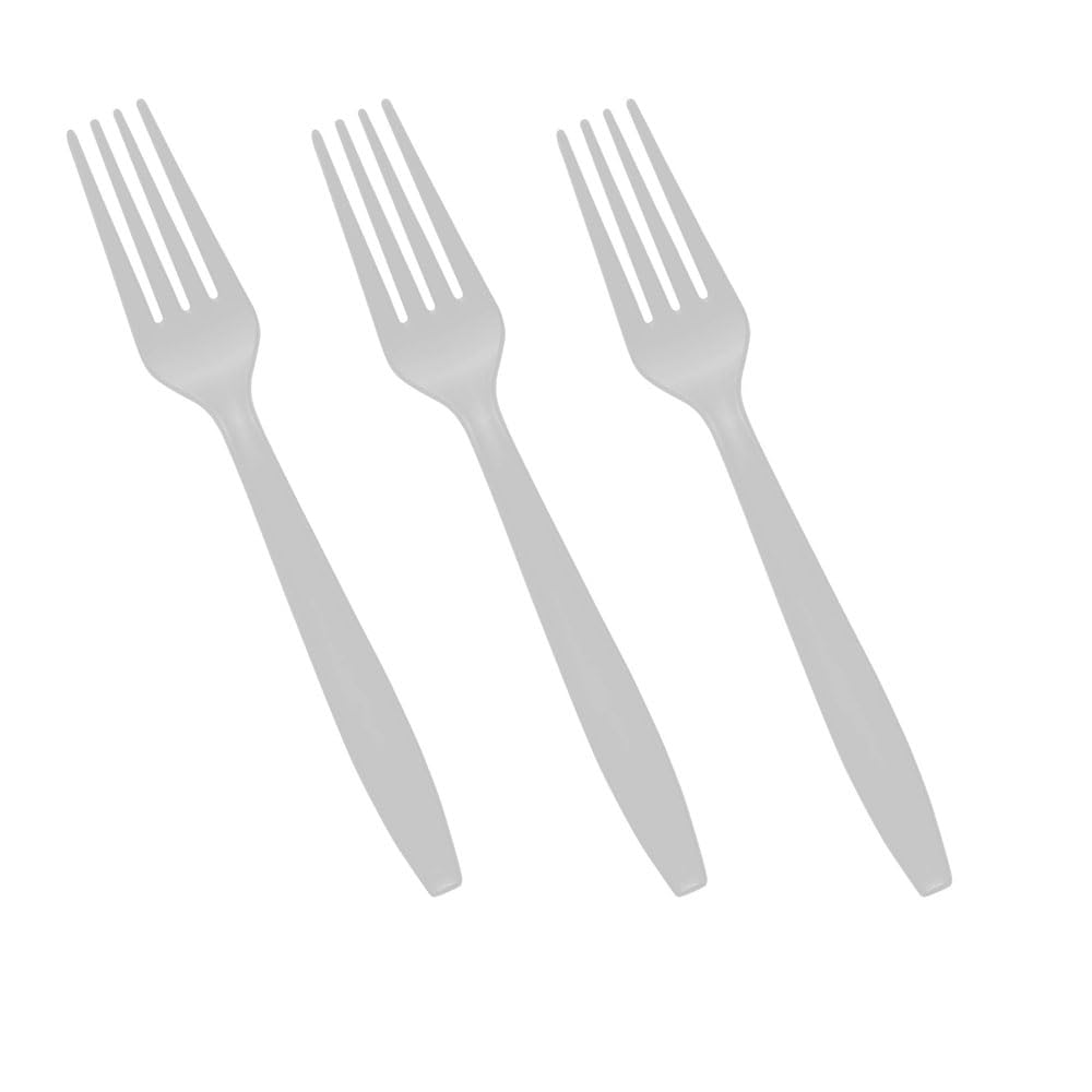Venuscello® 50 x Plastic Cutlery Set - Spoon/Fork/Knife - Reusable & Washable, Heavy Duty Cutlery, Long Tablespoon - Ideal for Birthday, Parties, Camping & Catering