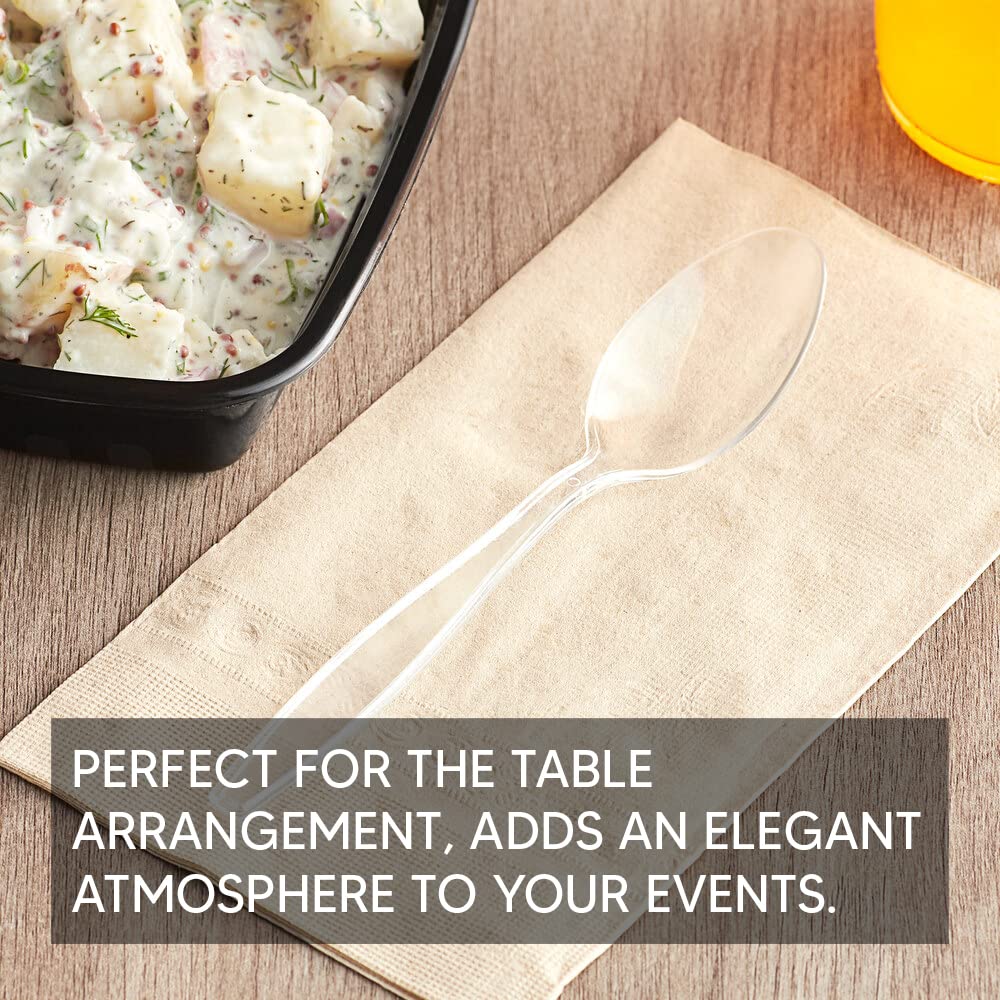 Venuscello® 50 x Plastic Cutlery Set - Spoon/Fork/Knife - Reusable & Washable, Heavy Duty Cutlery, Long Tablespoon - Ideal for Birthday, Parties, Camping & Catering