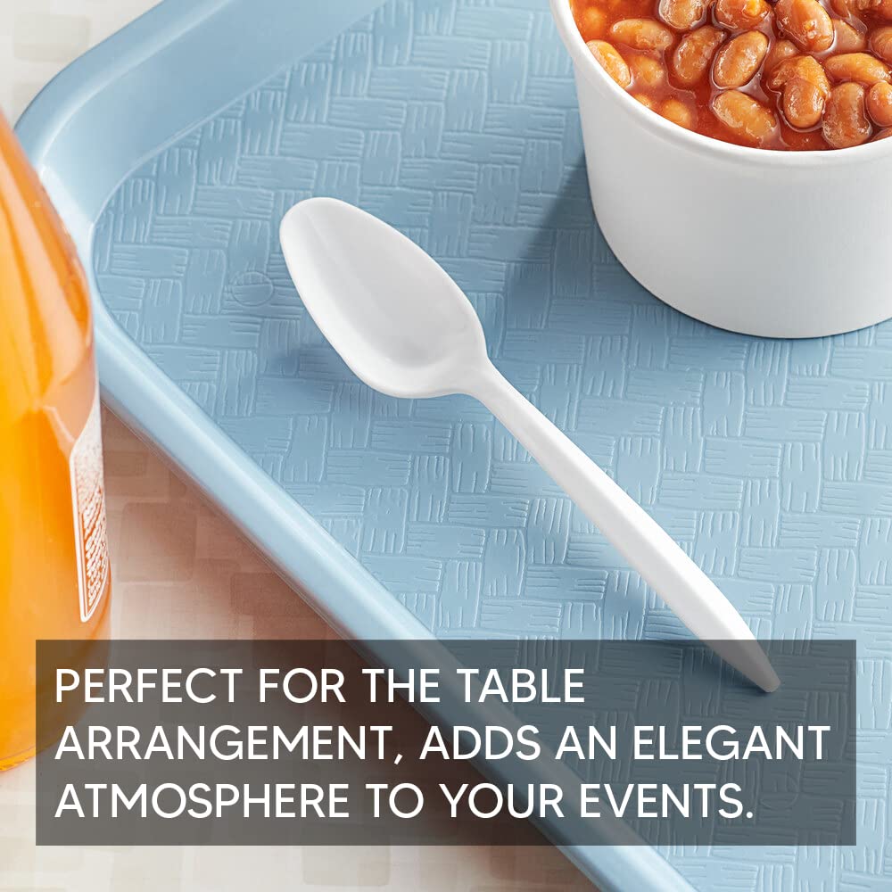 Venuscello® 50 x Plastic Cutlery Set - Spoon/Fork/Knife - Reusable & Washable, Heavy Duty Cutlery, Long Tablespoon - Ideal for Birthday, Parties, Camping & Catering