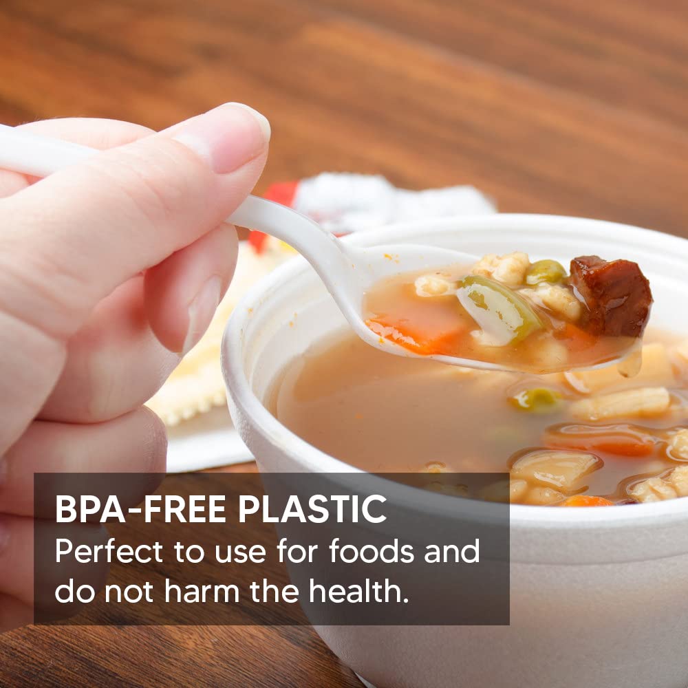 Venuscello® 50 x Plastic Cutlery Set - Spoon/Fork/Knife - Reusable & Washable, Heavy Duty Cutlery, Long Tablespoon - Ideal for Birthday, Parties, Camping & Catering