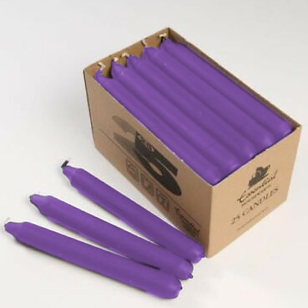 Venuscello® 25 x Tapered Dinner Candles Non Drip Unscented Long Burning, Smokeless Which is Made from Pure Paraffin Wax - Multicoloured - 190mm