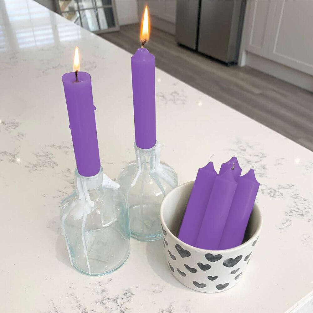 Venuscello® 25 x Tapered Dinner Candles Non Drip Unscented Long Burning, Smokeless Which is Made from Pure Paraffin Wax - Multicoloured - 190mm