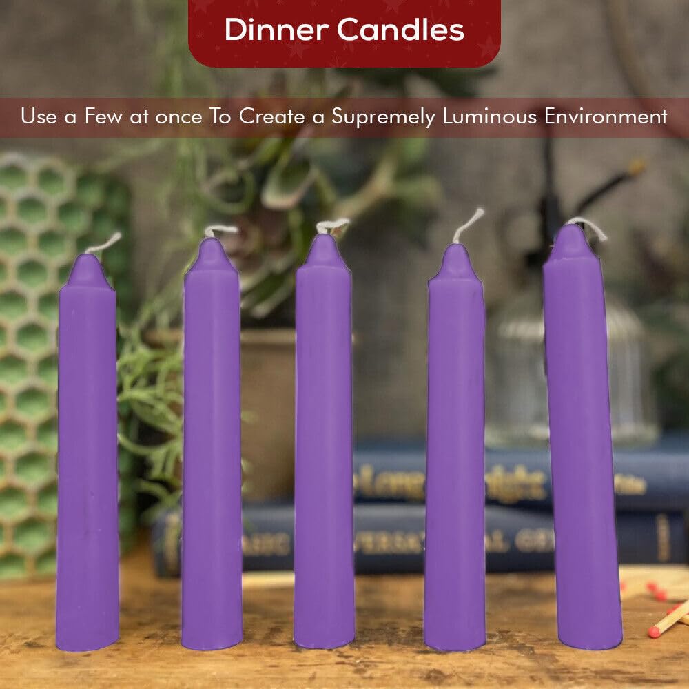Venuscello® 25 x Tapered Dinner Candles Non Drip Unscented Long Burning, Smokeless Which is Made from Pure Paraffin Wax - Multicoloured - 190mm