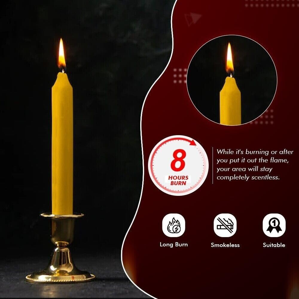 Venuscello® 25 x Tapered Dinner Candles Non Drip Unscented Long Burning, Smokeless Which is Made from Pure Paraffin Wax - Multicoloured - 190mm