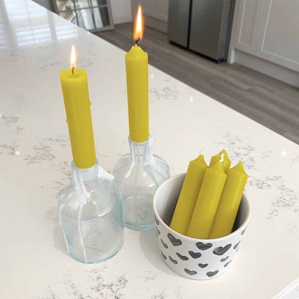 Venuscello® 25 x Tapered Dinner Candles Non Drip Unscented Long Burning, Smokeless Which is Made from Pure Paraffin Wax - Multicoloured - 190mm