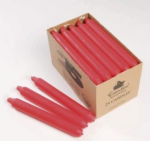 Venuscello® 25 x Tapered Dinner Candles Non Drip Unscented Long Burning, Smokeless Which is Made from Pure Paraffin Wax - Multicoloured - 190mm