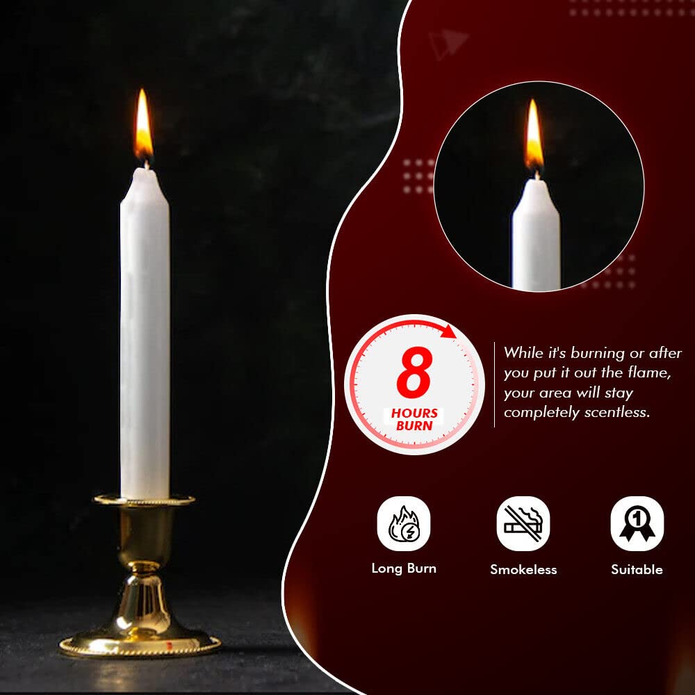 Venuscello® 25 x Tapered Dinner Candles Non Drip Unscented Long Burning, Smokeless Which is Made from Pure Paraffin Wax - Multicoloured - 190mm