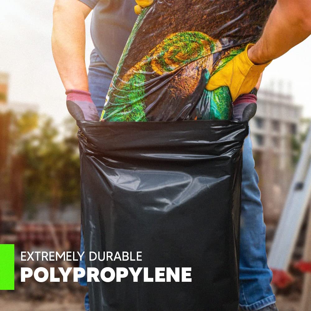 Venuscello® Rubble Sacks Heavy Duty | Plastic Black Refuse Builders Bags 20" x 30" 500 Gauge Rubbish Bags for Gardening Construction Garbage Waste