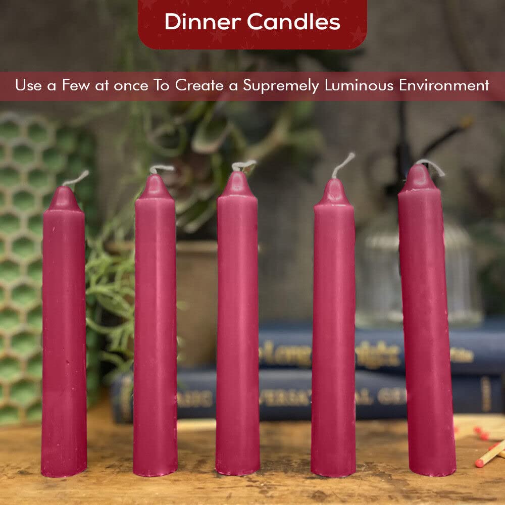 Venuscello® 25 x Tapered Dinner Candles Non Drip Unscented Long Burning, Smokeless Which is Made from Pure Paraffin Wax - Multicoloured - 190mm