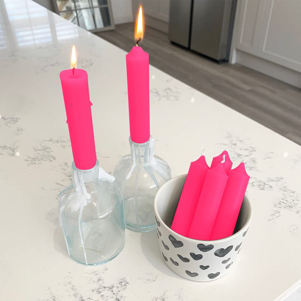 Venuscello® 25 x Tapered Dinner Candles Non Drip Unscented Long Burning, Smokeless Which is Made from Pure Paraffin Wax - Multicoloured - 190mm