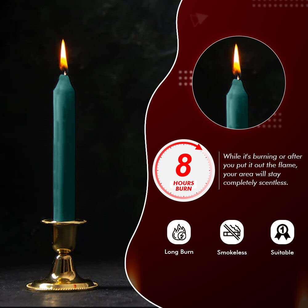 Venuscello® 25 x Tapered Dinner Candles Non Drip Unscented Long Burning, Smokeless Which is Made from Pure Paraffin Wax - Multicoloured - 190mm