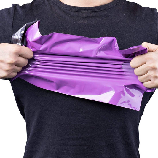 Venuscello® Mixed Purple Poly Mailers Shipping Mailing Bags – Tear Proof Self Sealing Postal Plastic Bags for Shirts, Stationary and Office Supplies