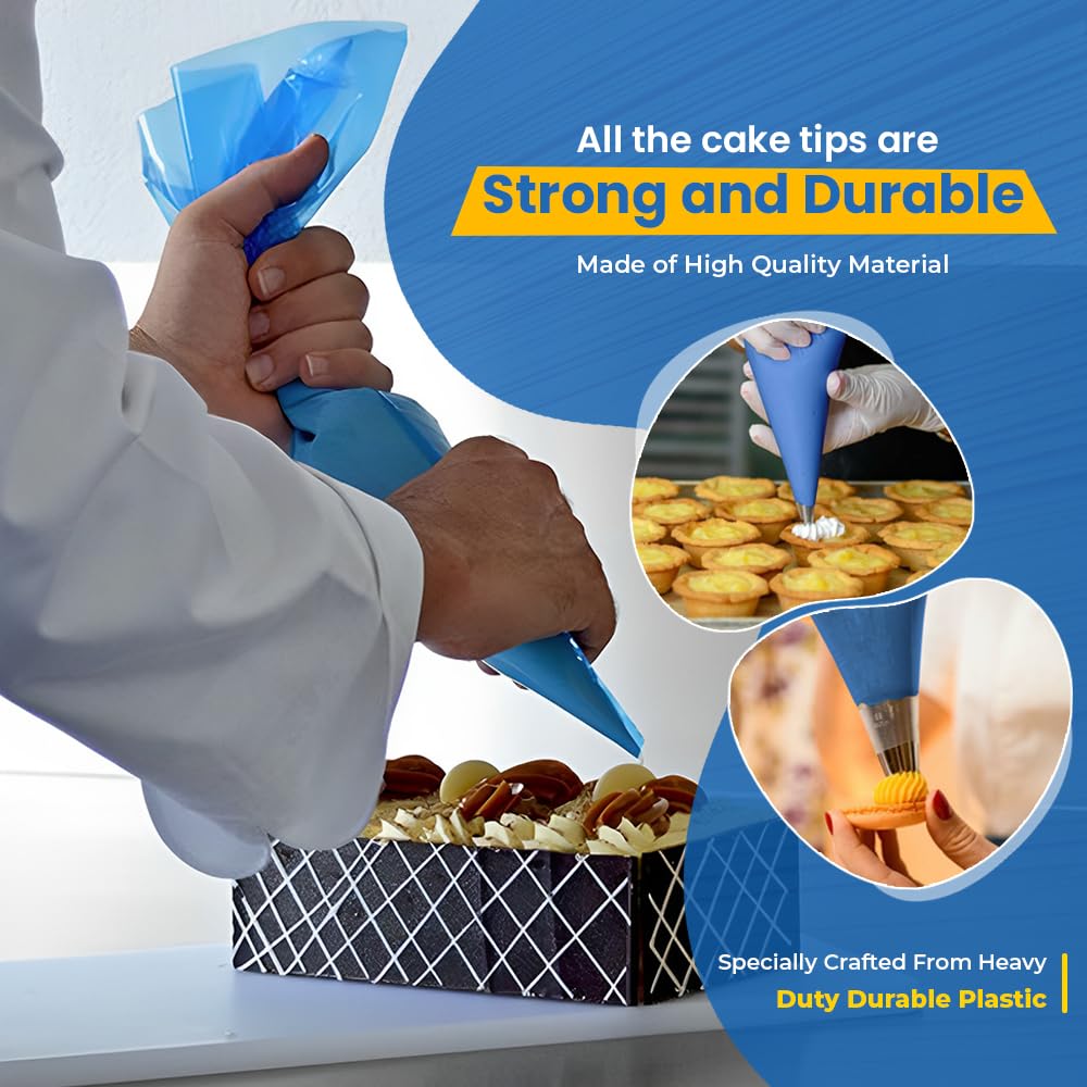 Venuscello® Icing Piping Savoy Disposable Blue Mash Thick 21" Non Sticky Bags for Decorating Cake, Pastry, Cookies Ideal for Baking Easy to Grip and Comfortable